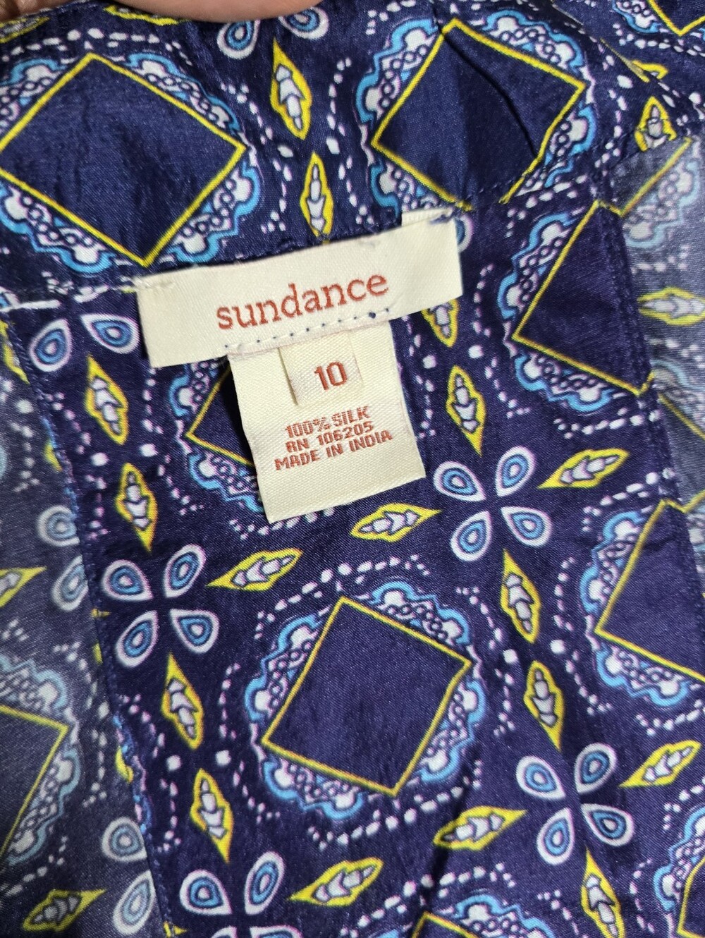 NWOT SILK Sundance Plaza Sweet Maxi Dress Bohemian Flowy Mosaic Blue Size 10 - Picture 4 of 6